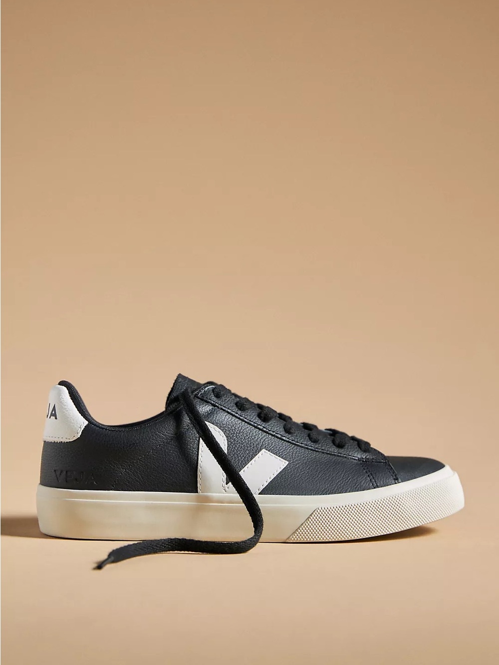 Veja Sz 7 Black Campo Leather Sneakers